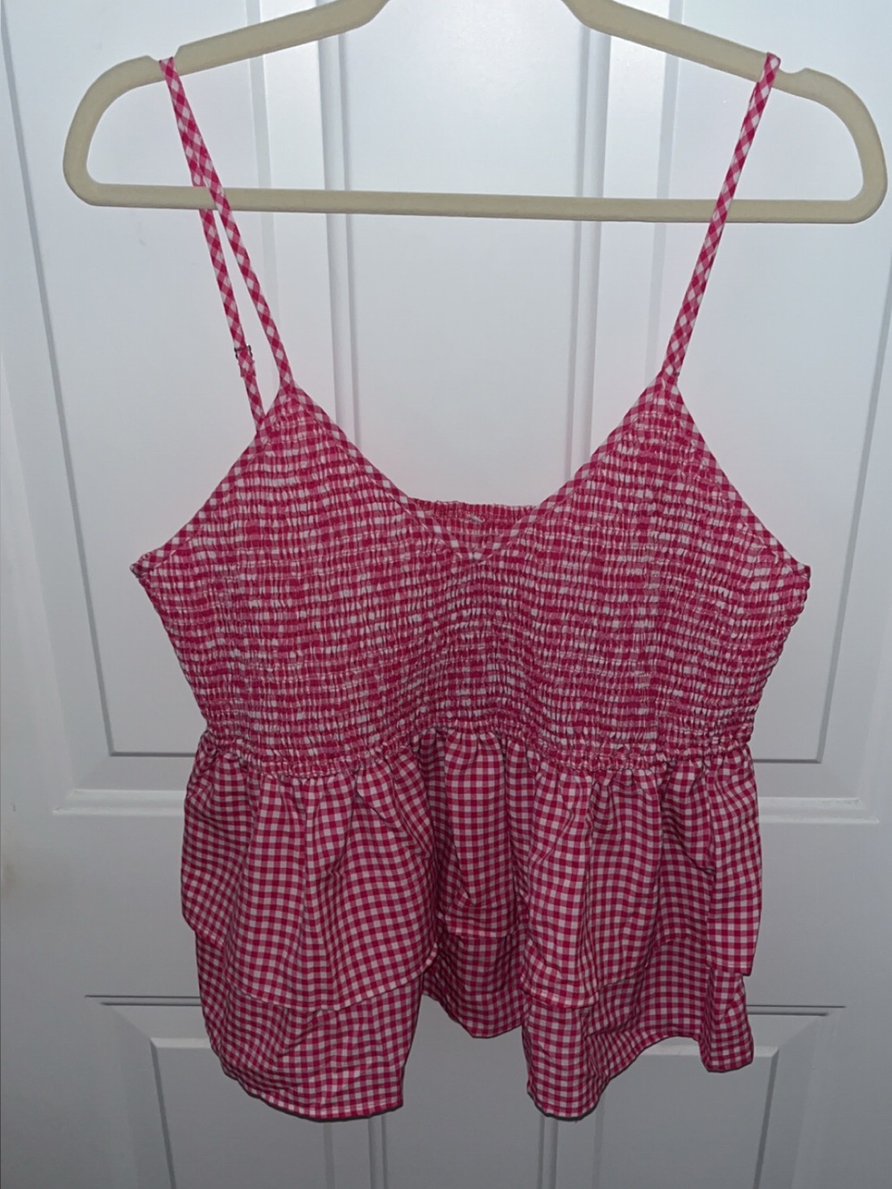 Pink Gingham Smocked Cami Top-Size 2XL